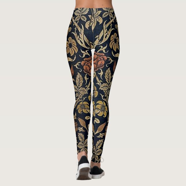 Leggings Le nouveau d'art, motif d'époque de belle, cru, (Dos)