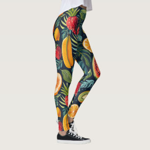 Leggings Le paradis tropical vif : Conception de fruits exo