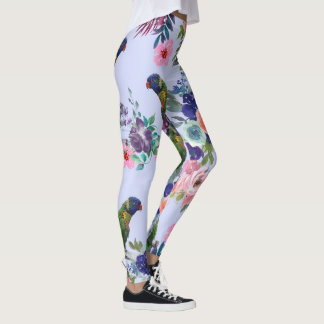 Leggings Le perroquet parmi les fleurs