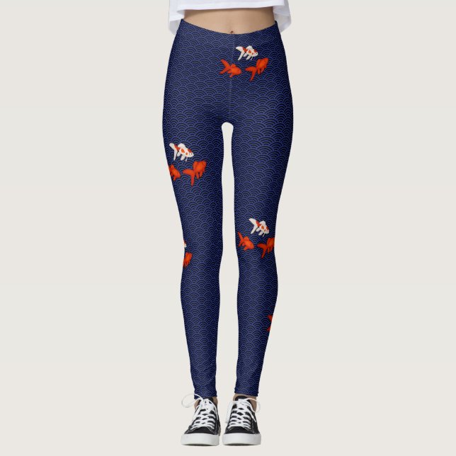 Leggings Le poisson rouge fantastique sur la vague de Seiga (Devant)