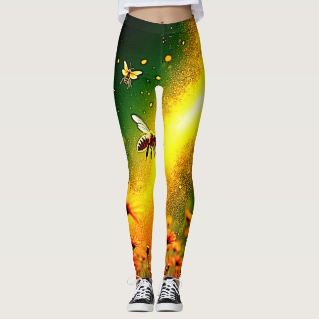 Leggings Le pollen doré des abeilles explose Joy Design (Devant)