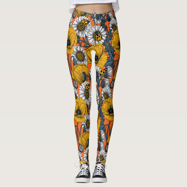 Leggings Le pré en jaune et bleu (Devant)