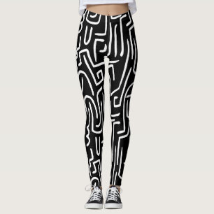 Leggings Le résumé raye 130318 - blanc sur le noir
