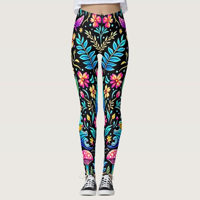 Leggings Le rêve enchanté de la forêt de champignons (Devant)