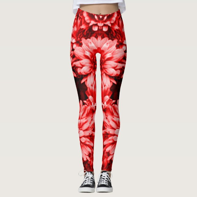 Leggings Le rouge fleurit des guêtres (Devant)