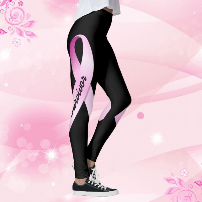Leggings Le ruban rose personnalise le cancer du sein survi (Créateur téléchargé)