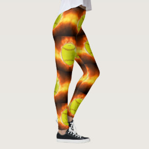 Leggings Le softball de SlipperyJoe sur feu flammes feu feu