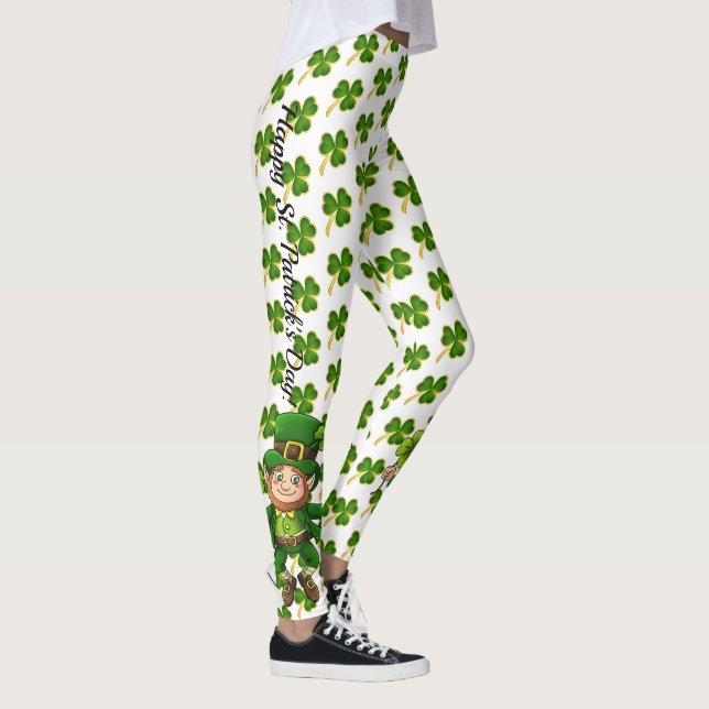 Leggings Le trèfle vert de la Saint Patrick sur le blanc br (Droite)