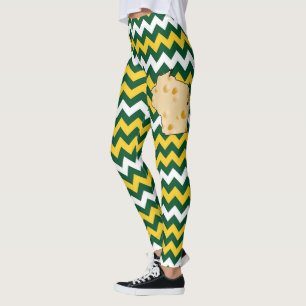 Leggings Le vert, le football du Wisconsin d'or colore