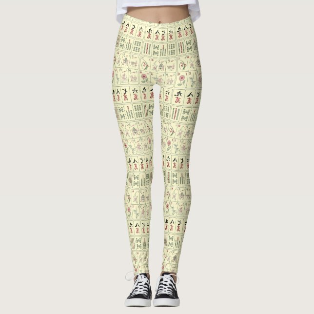 Leggings Le yoga de Mahjong Tiles, en exercice (Devant)