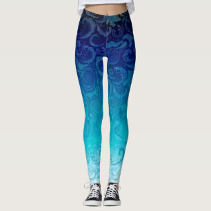 Leggings L'eau tourbillonne sur l'arrière - plan bleu de