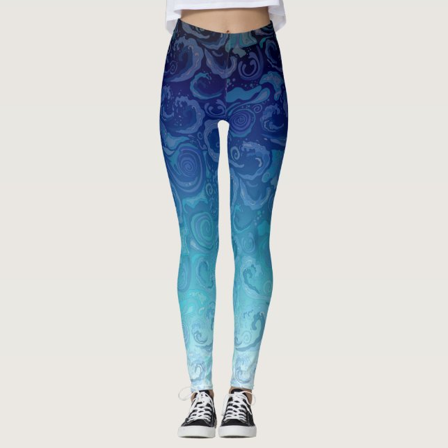 Leggings L'eau tourbillonne sur l'arrière - plan bleu de (Devant)