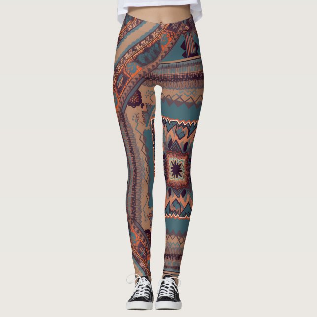 Leggings "Left Knee Patch" style sarong motif du sud-ouest (Devant)