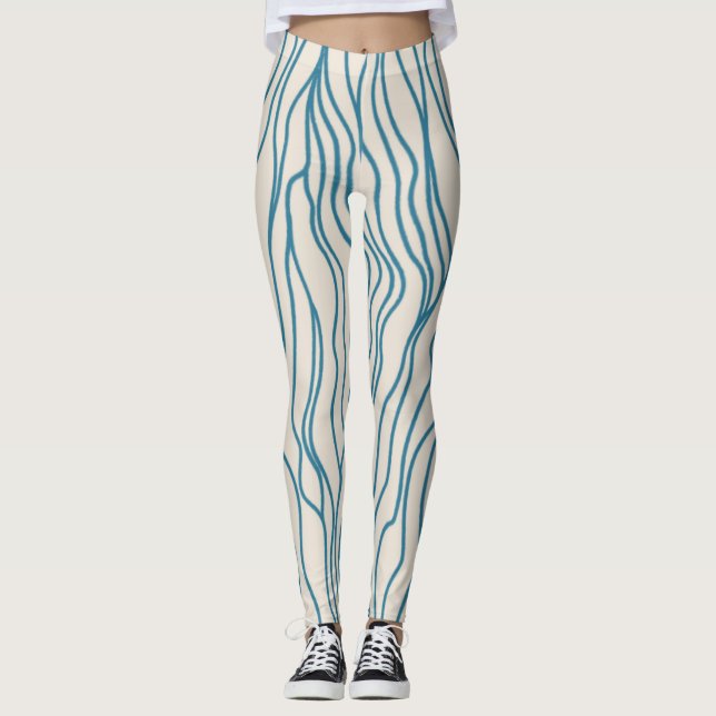 Leggings Legage haute puissance : blanc / bleu (Devant)