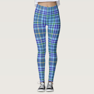 Leggings Légende des pattes de Plaid Bleu