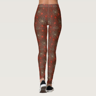 Leggings Légendes à motifs floraux rouges