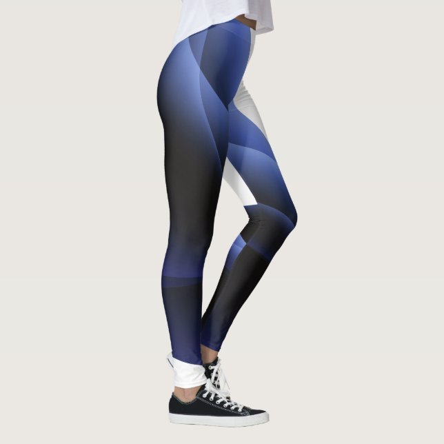 Leggings Légendes Abstraites bleues et blanches (Droite)