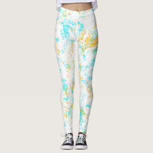 Leggings Légendes Abstraites de Breeze d'or - Aqua & Mustar