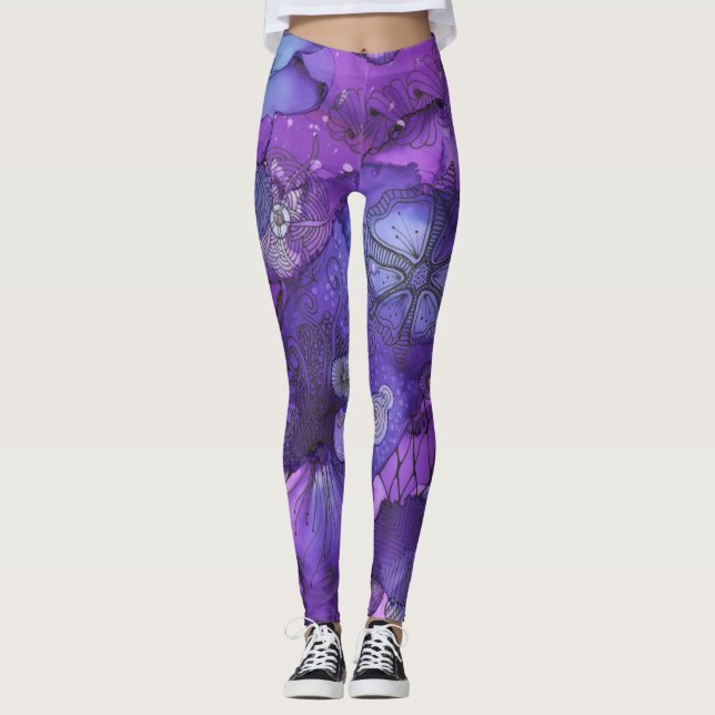 Leggings Légendes Abstraites de lumière violette (Devant)