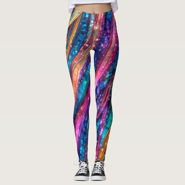 Leggings Légendes brillantes de la séquence multicolore (Devant)