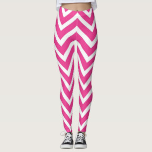 Leggings Légendes Chevron roses et blanches