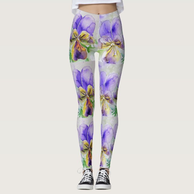 Leggings Légendes d'aquarelle violette de violet de violett (Devant)