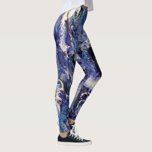 Leggings Légendes d'art Abstrait funky - Bleu et blanc