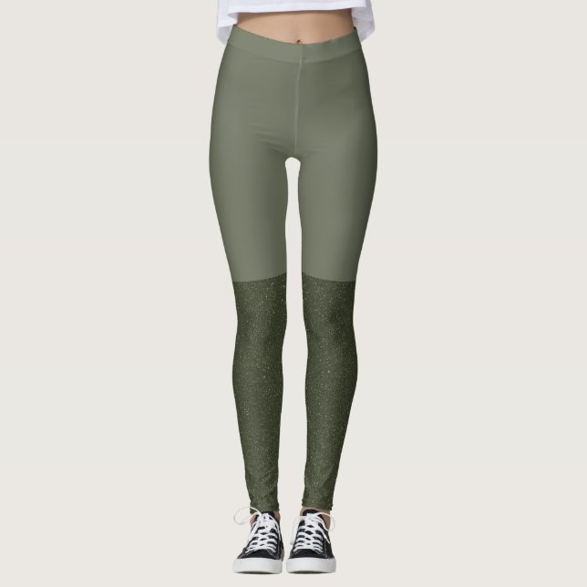 Leggings Légendes de blocs verts de mousse avec pattes text (Devant)
