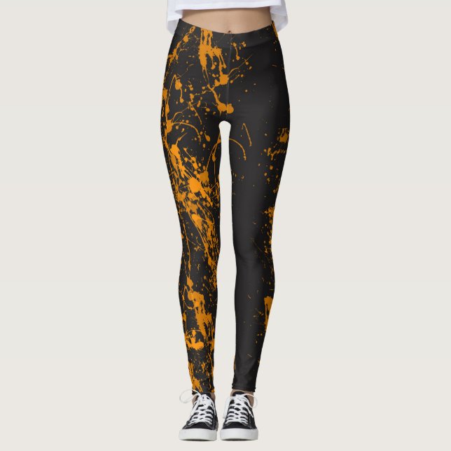 Leggings Légendes de brosse à peinture orange (Devant)