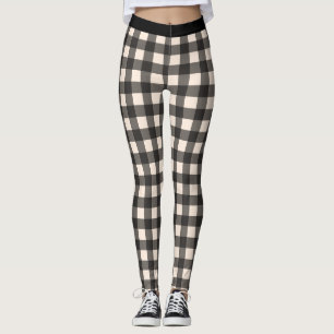 Leggings Légendes de Buffalo Plaid de Black and Cream Chec