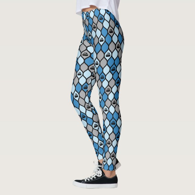 Leggings Légendes de carreaux de curling - Bleu/gris (Gauche)
