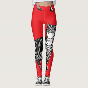 Leggings Légendes de cats d'animaux noirs et rouges
