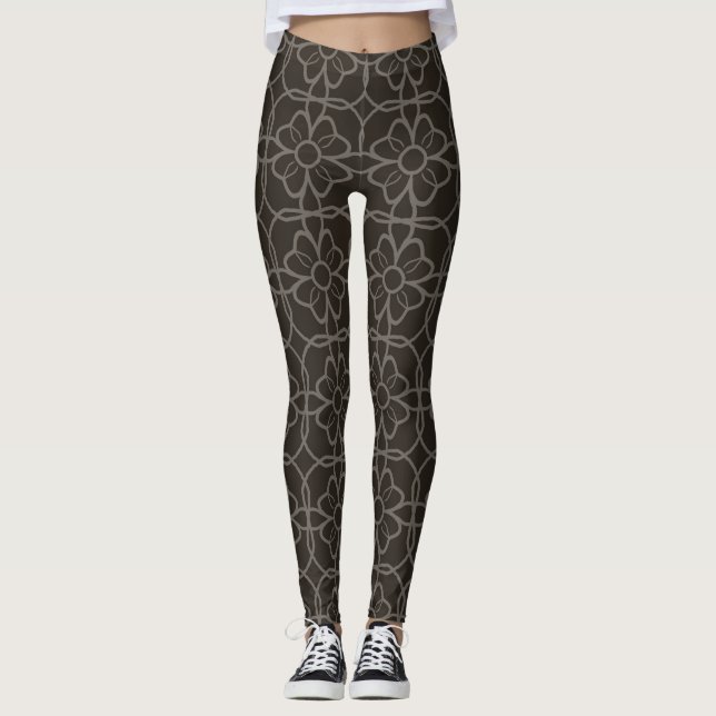 Leggings légendes de fleurs géométriques (Devant)