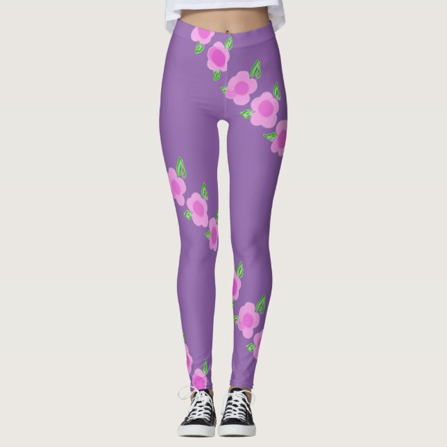 Leggings Légendes de fleurs roses mignonnes (Devant)