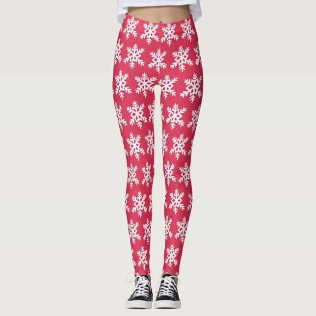 Leggings Légendes de flocon de neige rouge (Devant)