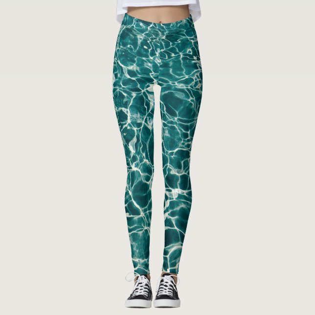 Leggings Légendes de flux d'eau turquoise (Devant)