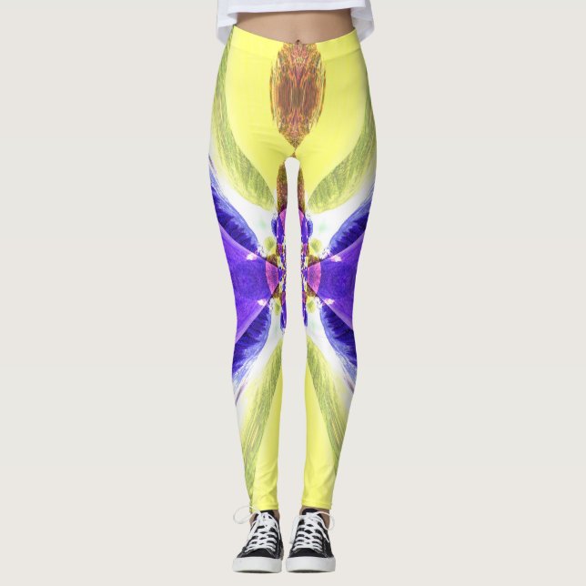 Leggings Légendes de glace violette et jaune (Devant)