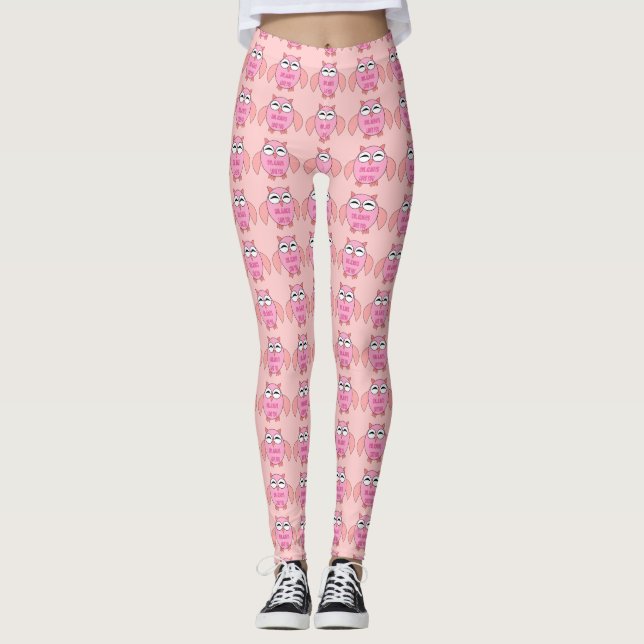 Leggings Légendes de hibou de message d'amour mignonnes (Devant)