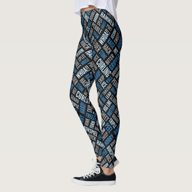 Leggings Légendes de Lingo de curling - Bleu et noir (Gauche)