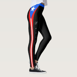 Leggings Légendes de mode Porto Rico noir, Drapeau /sports