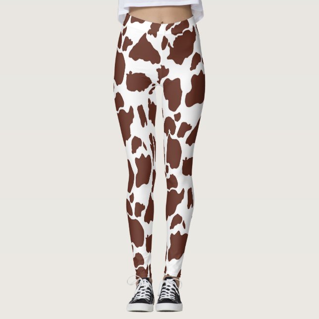 Leggings Légendes de Motif d'impression de vache blanche Br (Devant)