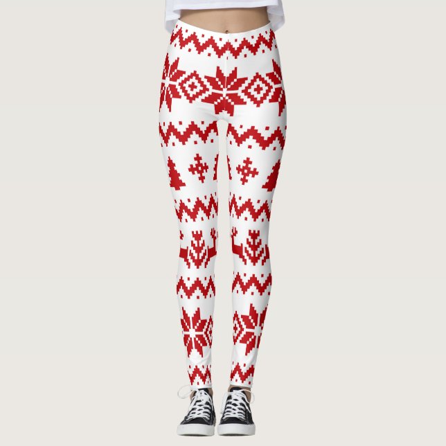 Leggings Légendes de Noël rouge moche (Devant)