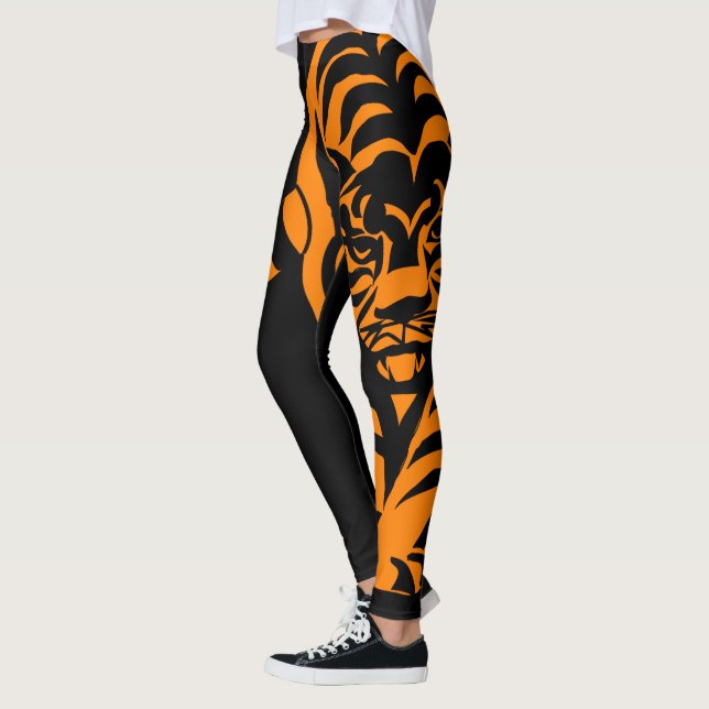 Leggings Légendes de nom personnalisé noir et orange du tig (Gauche)