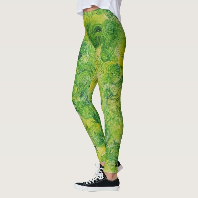 Leggings Légendes de perruques vertes et jaunes (Gauche)