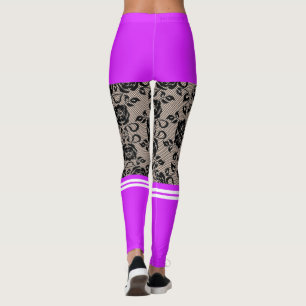 Leggings Légendes de poissons de dentelle Faux Lace Purple 