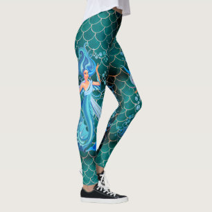 Leggings Légendes de sirène Pantalon bleu Aqua pour elle