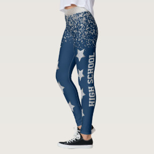 Leggings Légendes de spandex bleu et argent