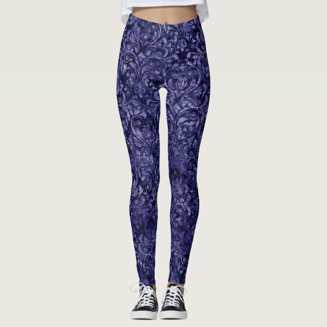 Leggings Légendes de velours mauve (Devant)