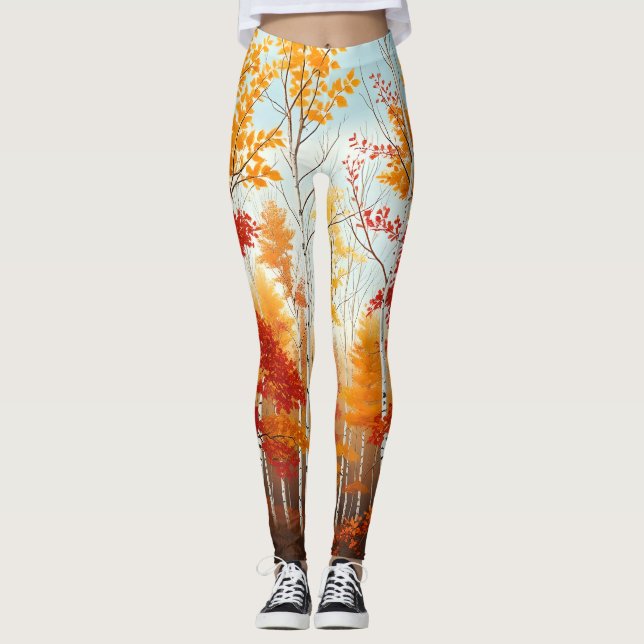 Leggings Légendes des bouleaux d'automne (Devant)