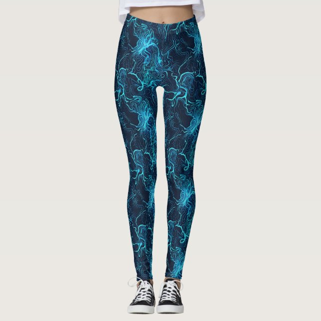 Leggings Légendes d'impression Abstraites en bleu vibre (Devant)